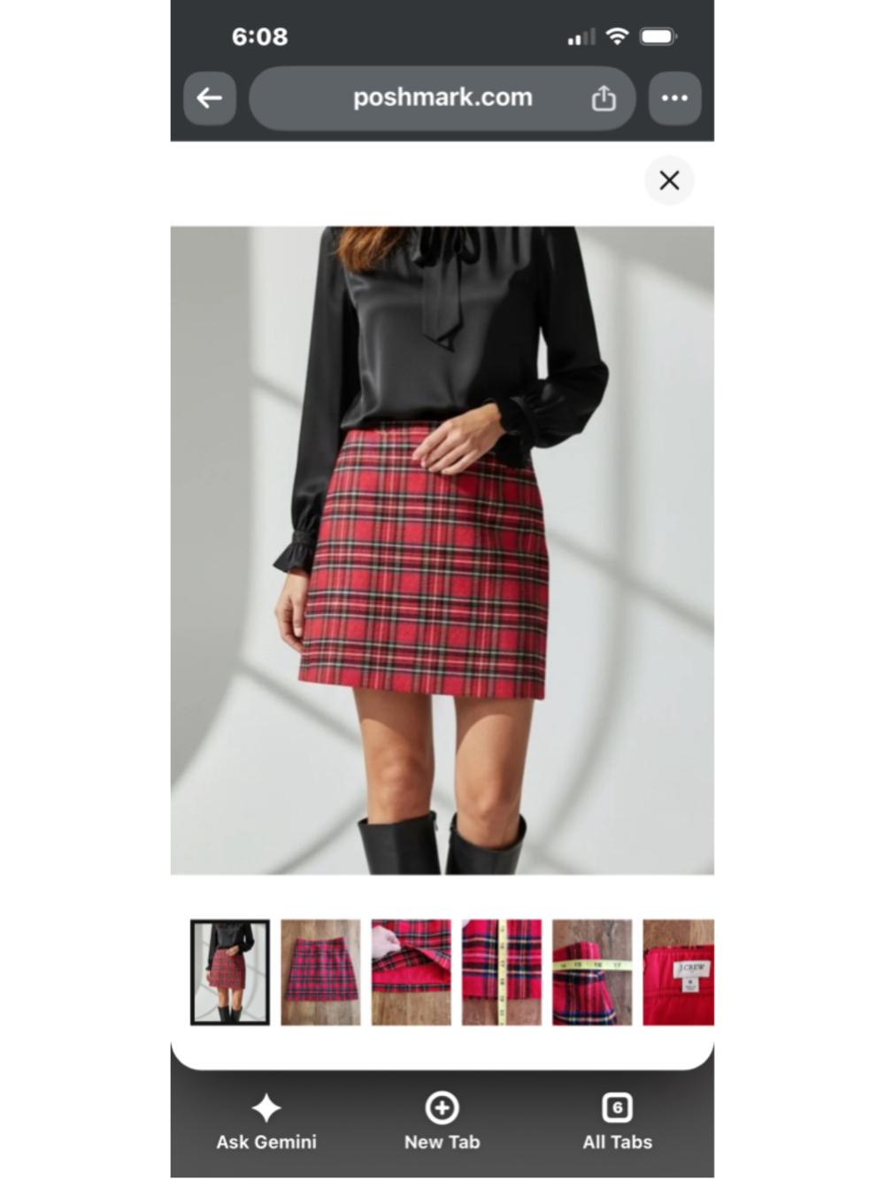 J.Crew Red Plaid Mini Skirt
